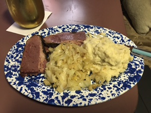 Pastrami and fried cabbage with taters!